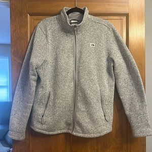 North Face Heather Grey Zip Up Fleece- XL